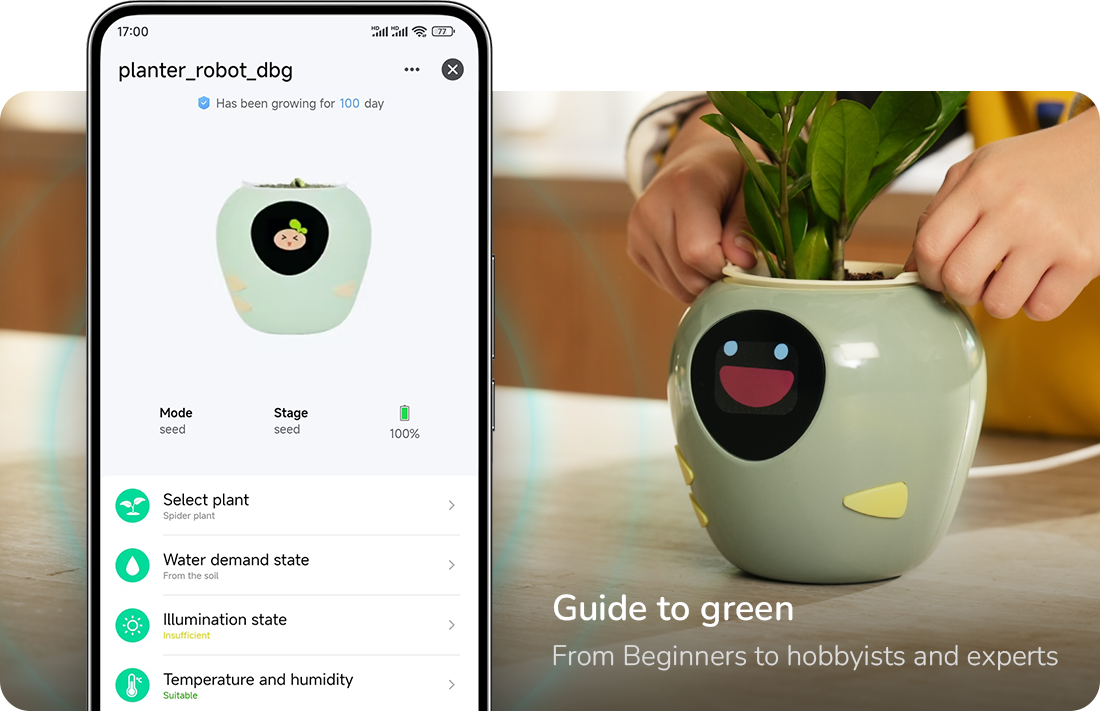 plantsrobot plantbot smart pet planter robot plant robot pot cute green APP remote control