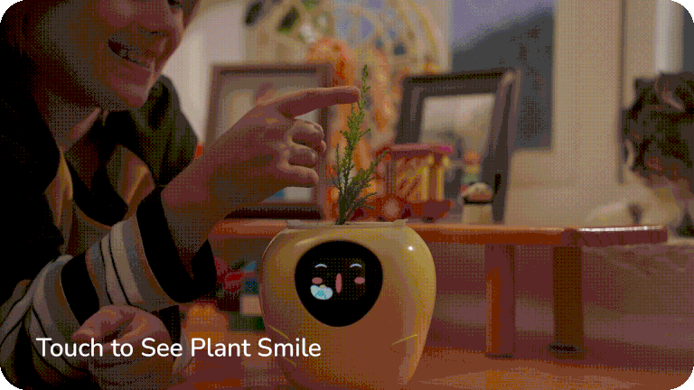 plantsrobot plantbot smart pet planter robot plant robot pot cute yellow baby touch leaf