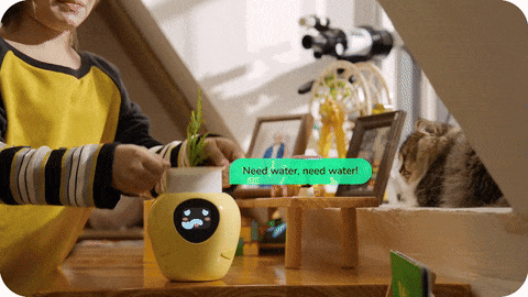 plantsrobot plantbot smart pet planter robot plant robot pot cute yellow baby drink water 