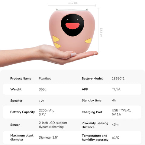 Plantbot smart pet planter pot specification